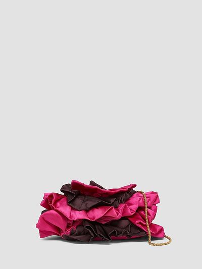 Dries Van Noten Women's Small Ruffled Satin Clutch