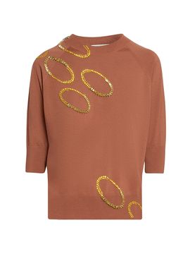 Dries Van Noten Women's Tuan Embellished Wool Short-Sleeve Sweater