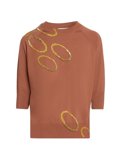Dries Van Noten Women's Tuan Embellished Wool Short-Sleeve Sweater