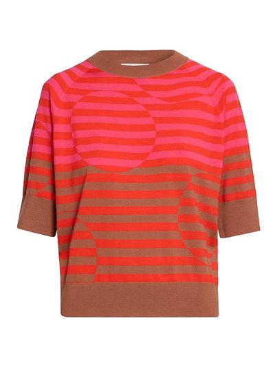 Dries Van Noten Women's Tuan Striped Wool Short-Sleeve Sweater