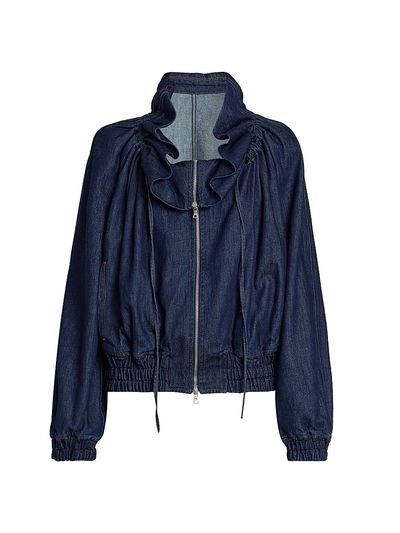Dries Van Noten Women's Voly Denim Ruffle Zip-Up Jacket