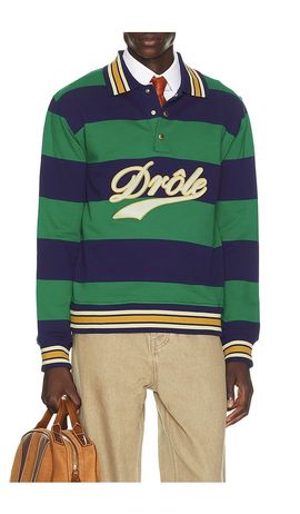 DrÃ´le De Monsieur DrÃ´le De Monsieur Drole Embroidered Stripes Polo