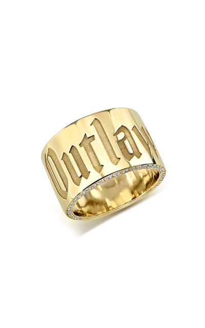 DRU. DRU. Outlaw Cigar 14K Yellow Gold Diamond Ring Gold