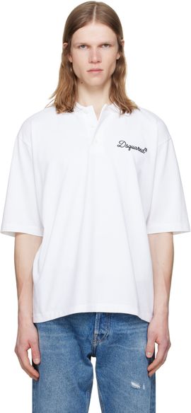 Dsquared2 Dsquared2 White 'Dsquared2 Signature' Tennis Fit Polo