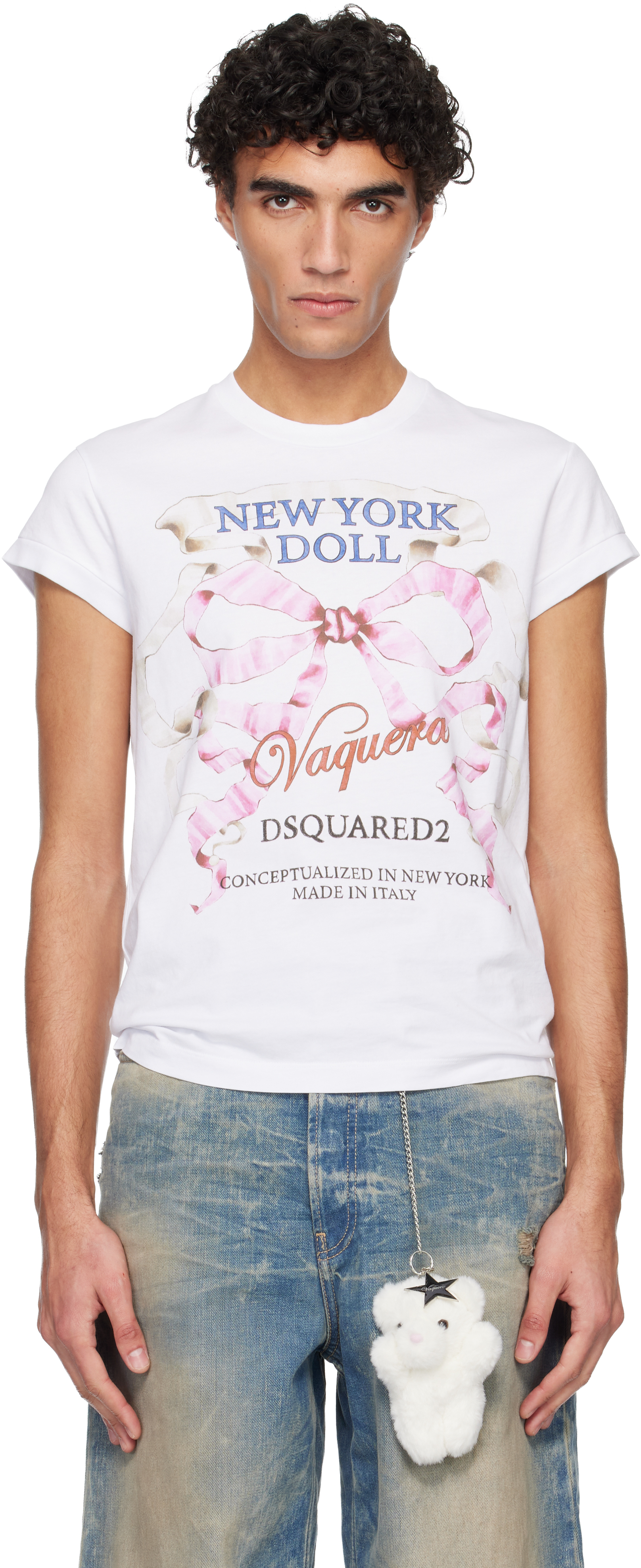 トップス DSQUARED2 Dsquared2 - White Vaquera Edition Cup Sleeves T-shirt