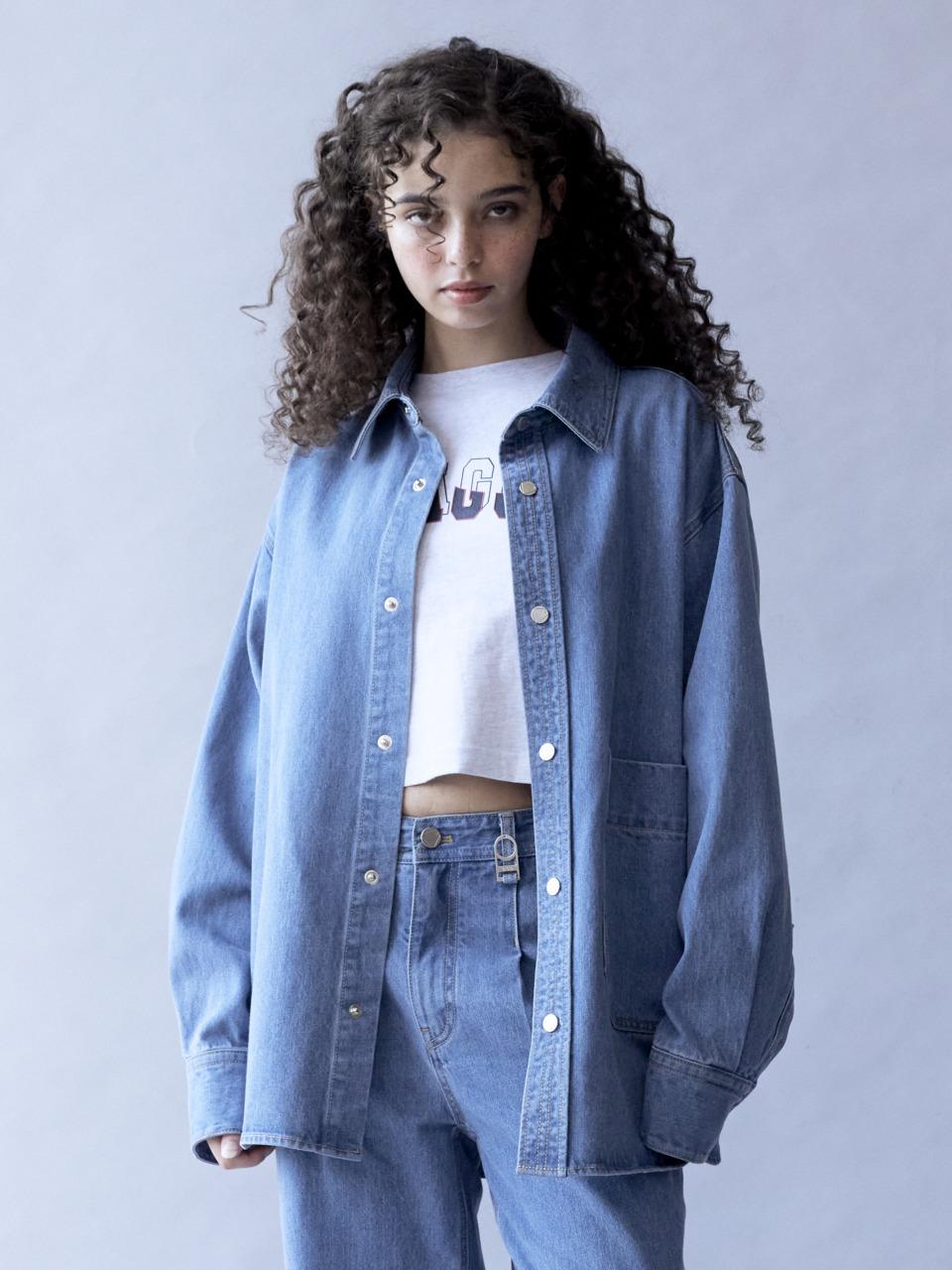 DTHIRTYONE Big Pocket Denim Shirt Jacket (MEDIUM BLUE)