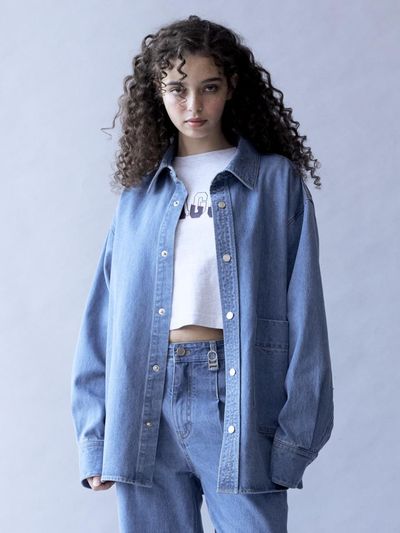 DTHIRTYONE Big Pocket Denim Shirt Jacket (MEDIUM BLUE)