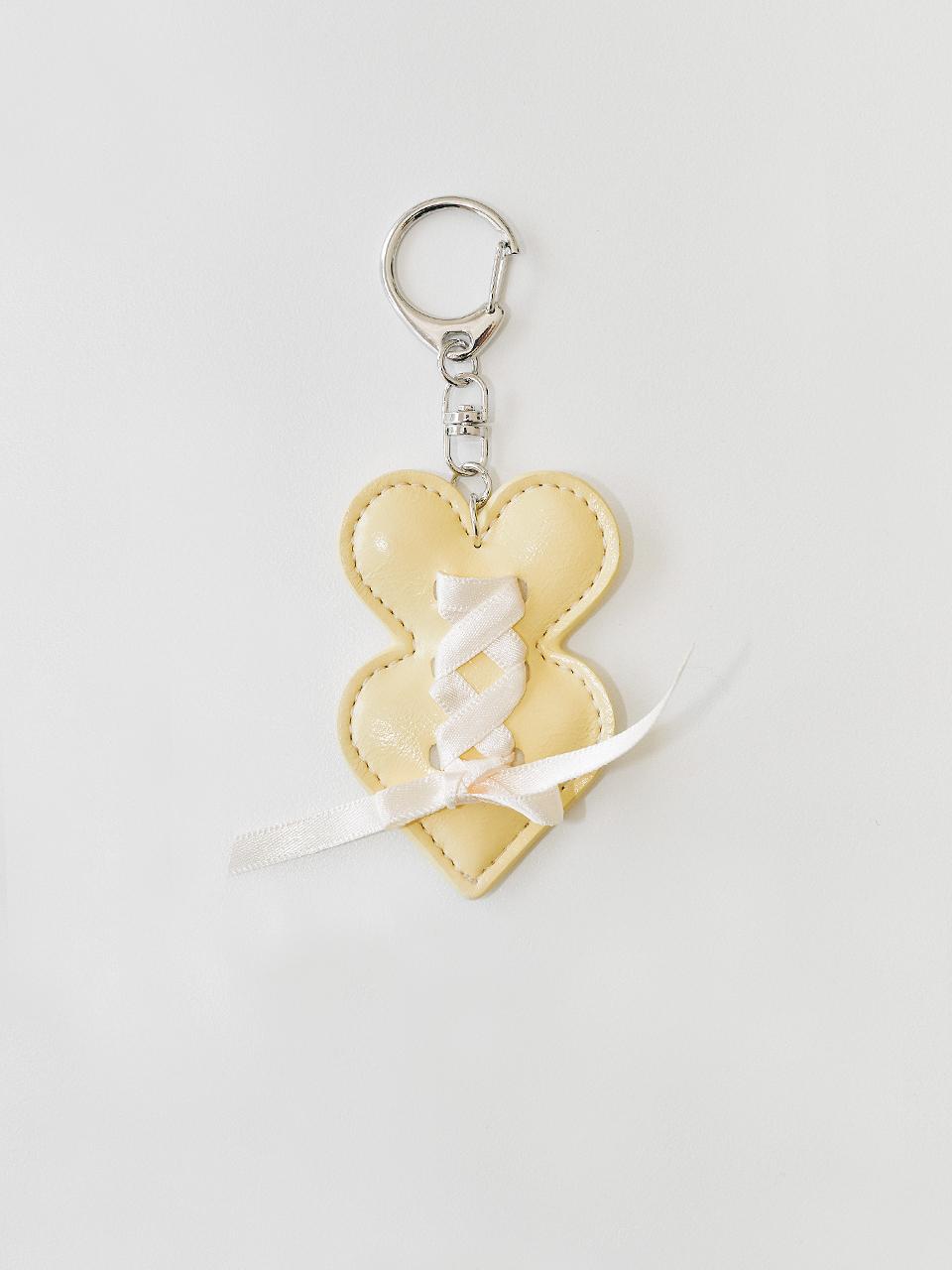 DU MATIN Double heart keyring_buttery yellow
