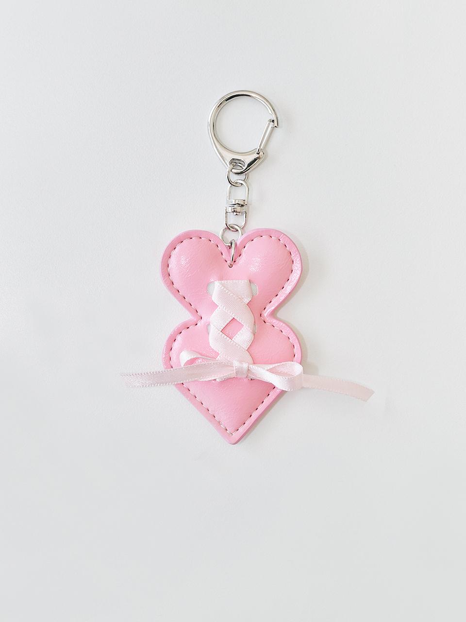 DU MATIN Double heart keyring_pink