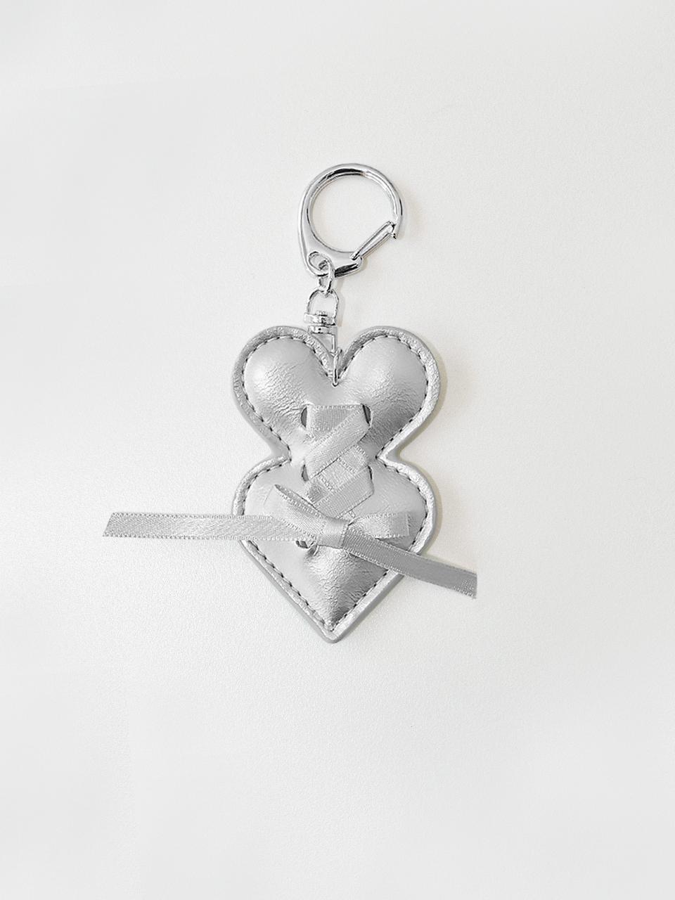 DU MATIN Double heart keyring_silver
