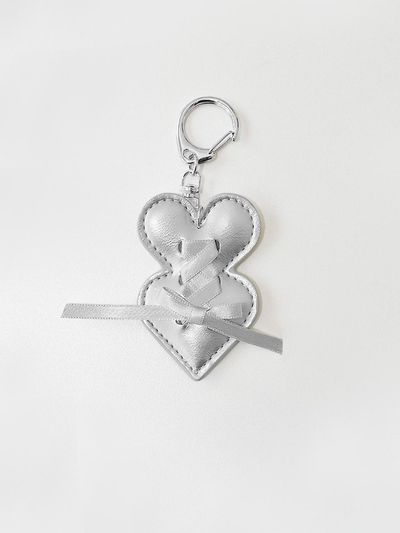 DU MATIN Double heart keyring_silver