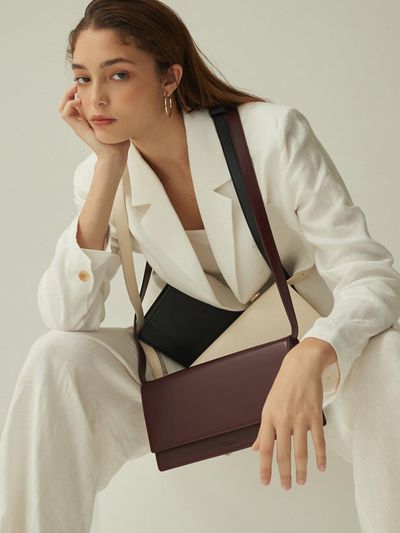 DU MATIN MATIN BAG BURGUNDY SQUARE