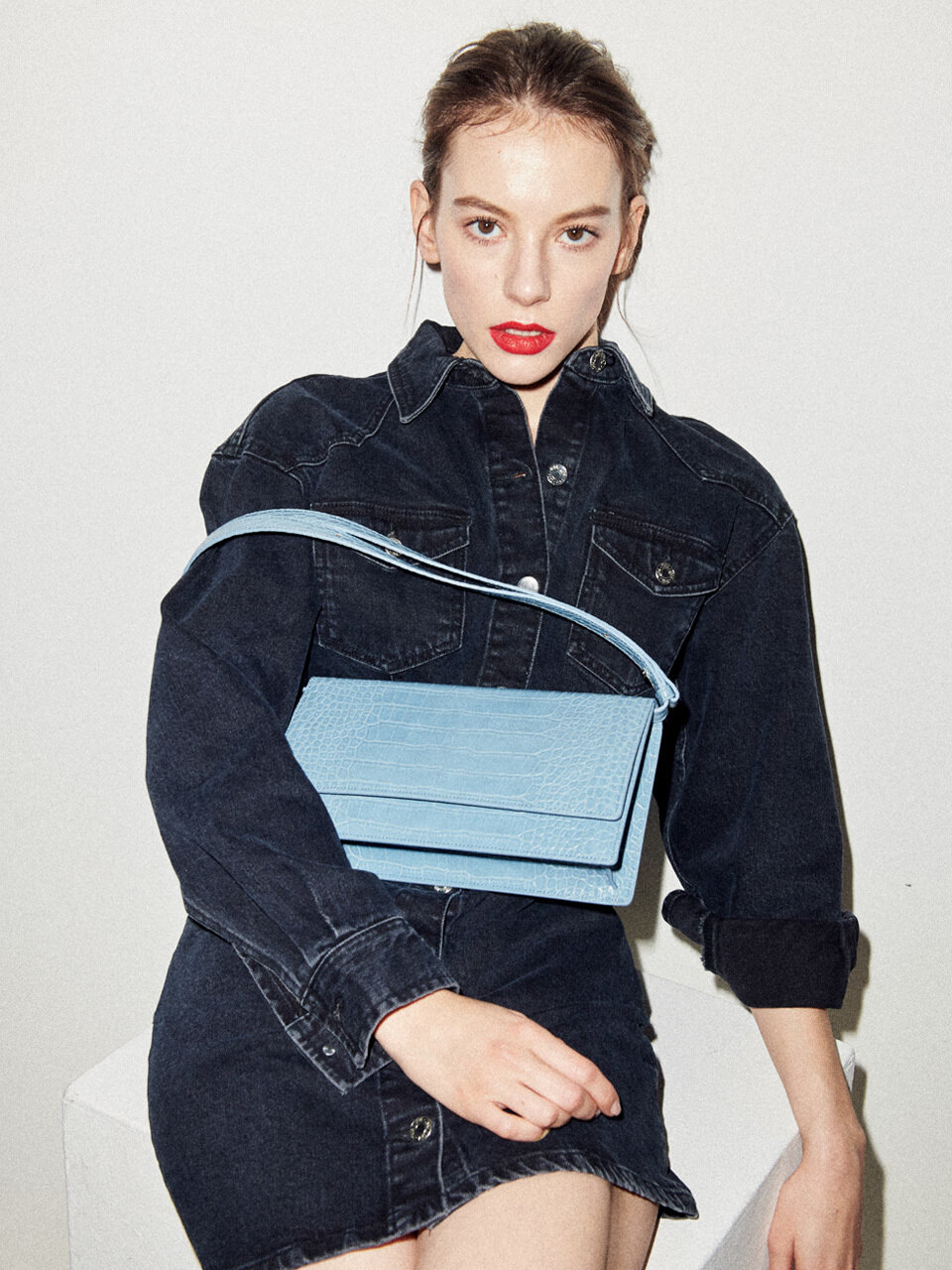 DU MATIN Matin Croc Bag_Blue