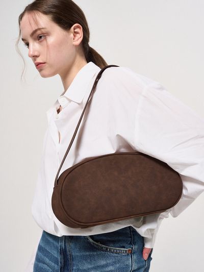 DU MATIN Stone Bag Suede Brown