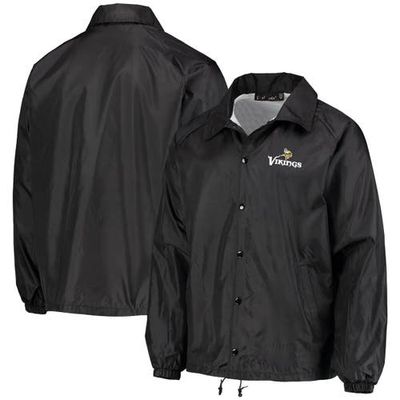 DUNBROOKE DUNBROOKE Men's Black Minnesota Vikings Coaches Classic Raglan Full-Snap Windbreaker Jacket 