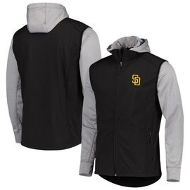 DUNBROOKE Men's Dunbrooke Black/Heather Gray San Diego Padres Alpha Full-Zip Jacket 