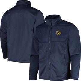 DUNBROOKE Men's Dunbrooke Heather Navy Milwaukee Brewers Explorer Full-Zip Jacket 