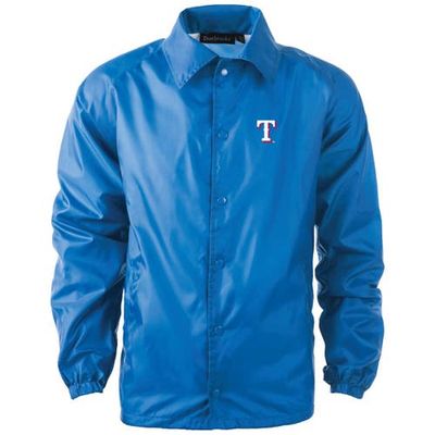 DUNBROOKE Men's Dunbrooke Royal Texas Rangers Coach's Raglan Full-Snap Windbreaker Jacket 