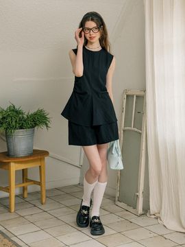 DUNDROP DD Waist Slim Top and Pants Set [BLACK]