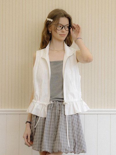 DUNDROP DD Zipper Sleeveless Vest [WHITE]