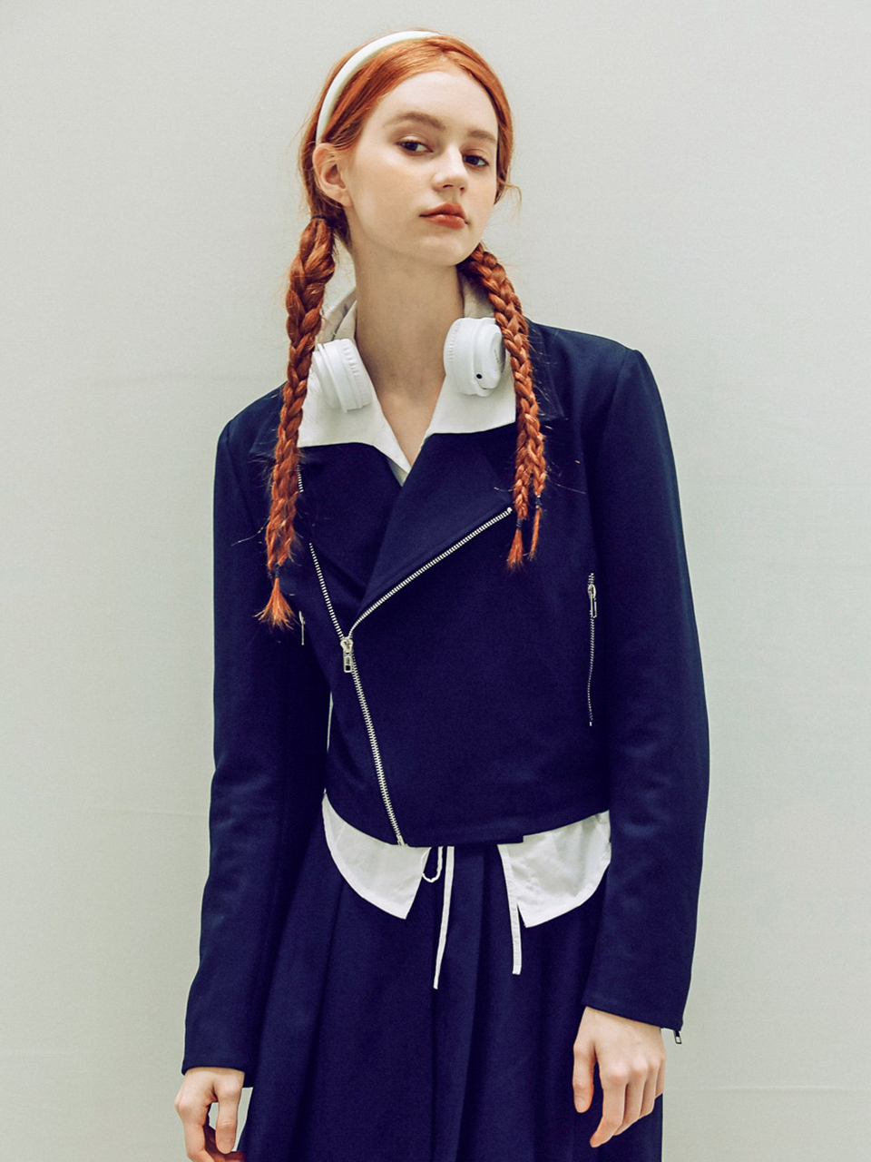 DUNDROP DD_Punk Girl Irregular Zip Up Jacket