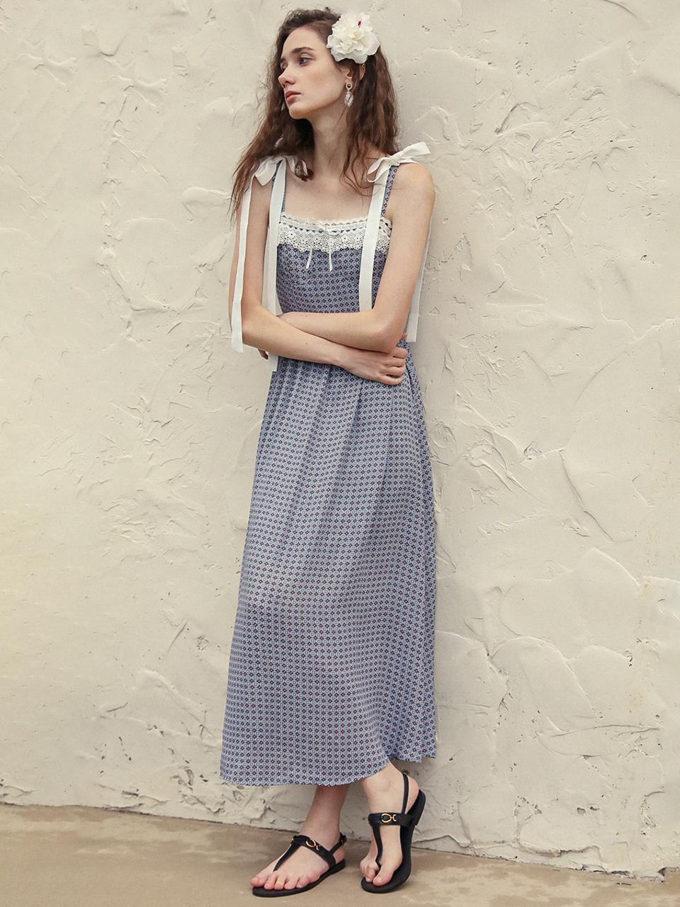 DUNDROP DD_Shoulder ribbon tube draped dress