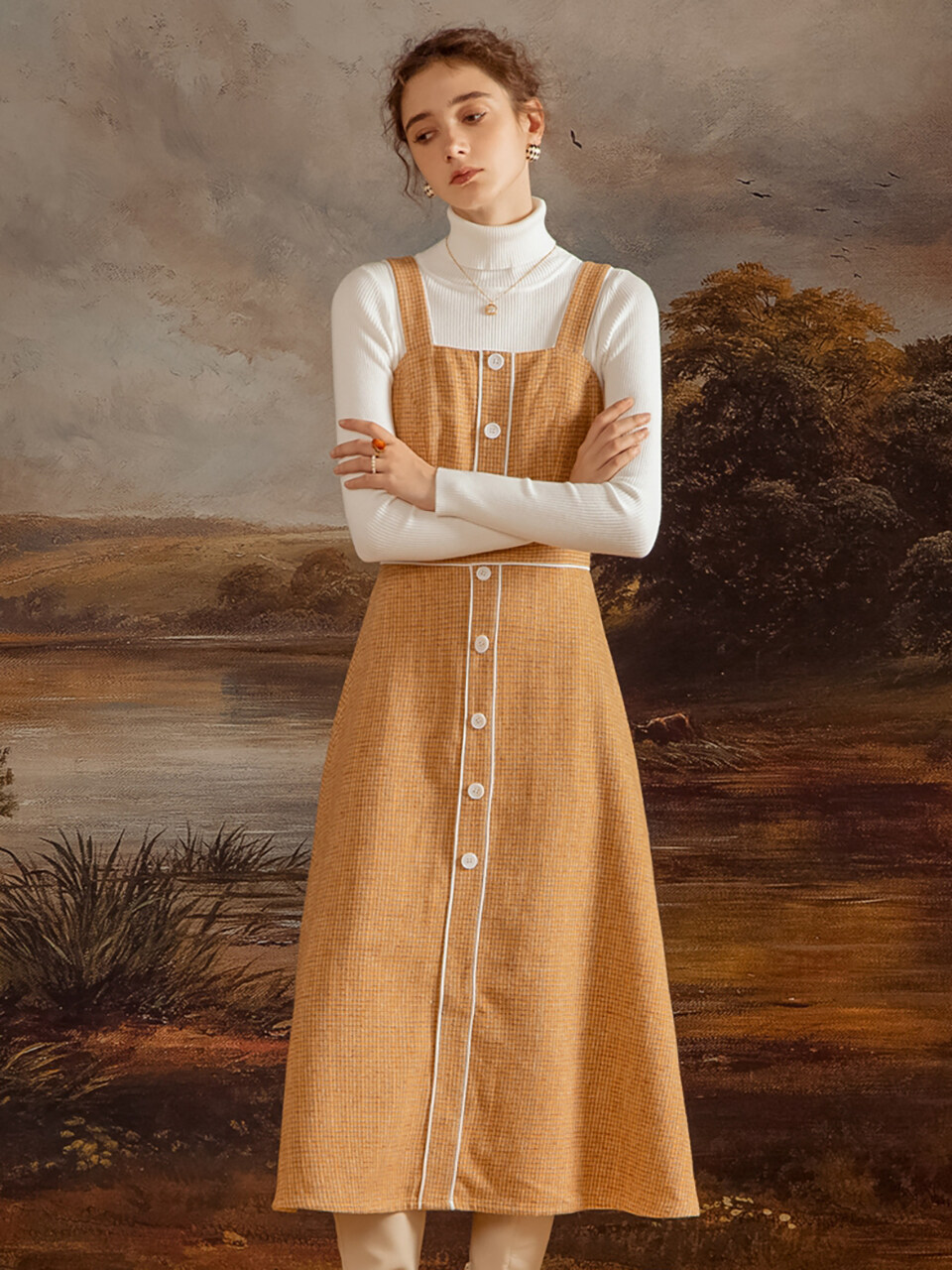 DUNDROP Sling Woolen Vest Skirt