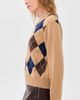 DUNST DUNST Argyle Crew Neck Sweater Camel Beige - 4