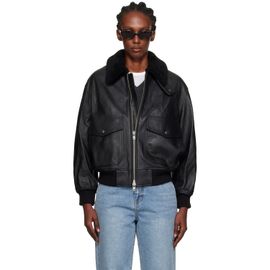 Dunst Dunst Black A-2 Shearling Collared Leather Jacket