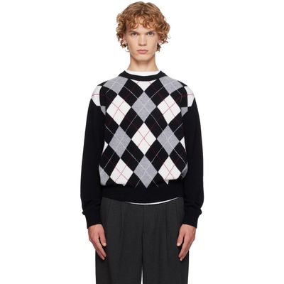Dunst Dunst Black Argyle Crew Neck Sweater