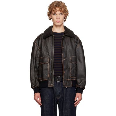 Dunst Dunst Black Detachable A-2 Leather Jacket