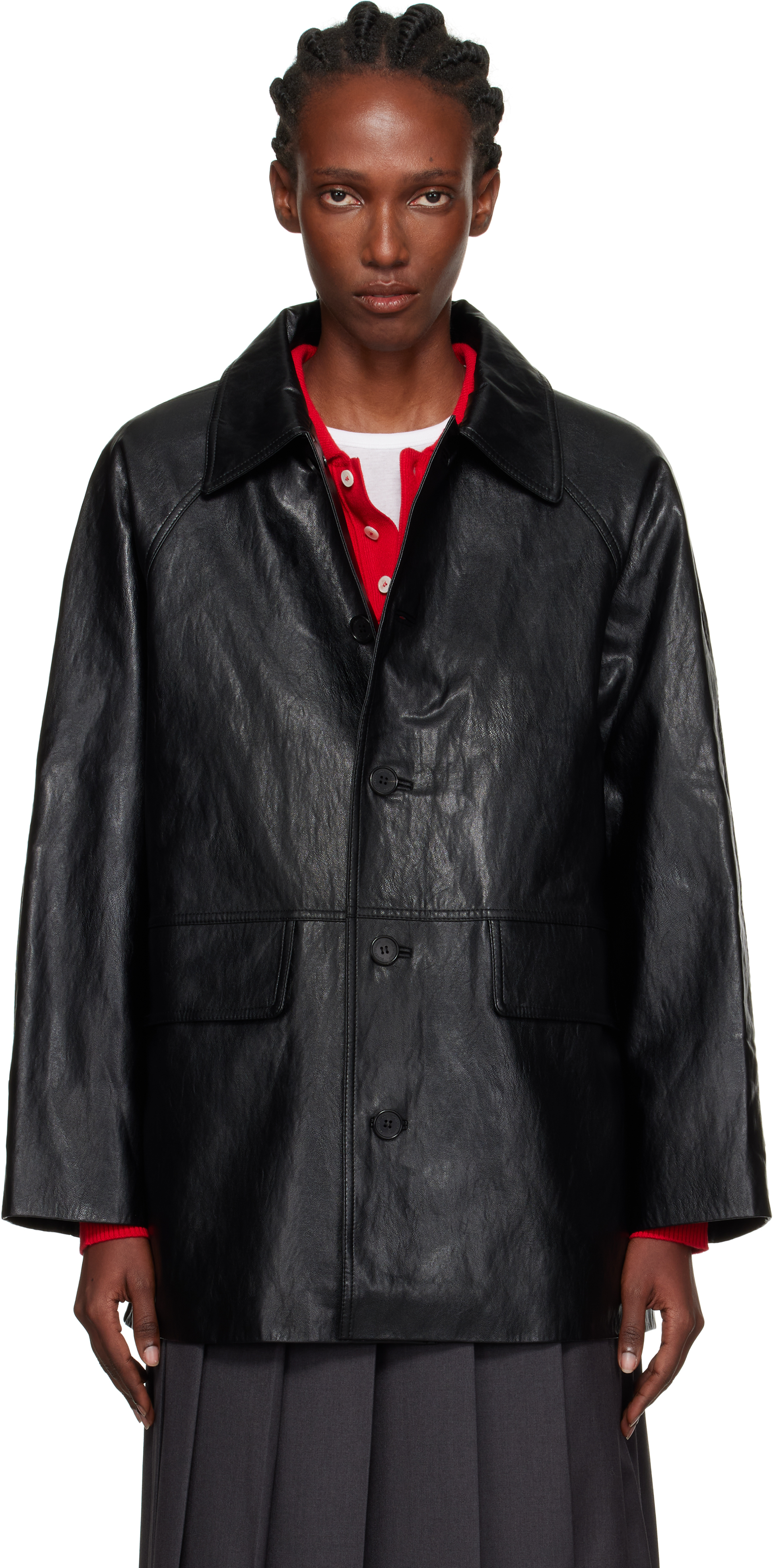 Dunst - Black Lily Faux-Leather Half Jacket