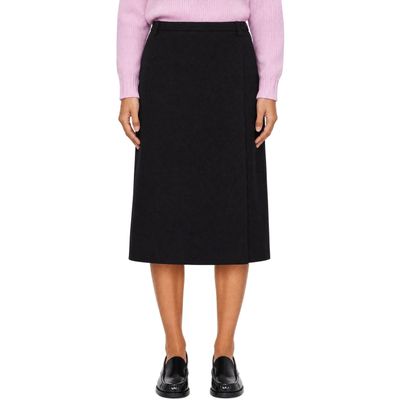 Dunst Dunst Black Pleats Wrap Midi Skirt