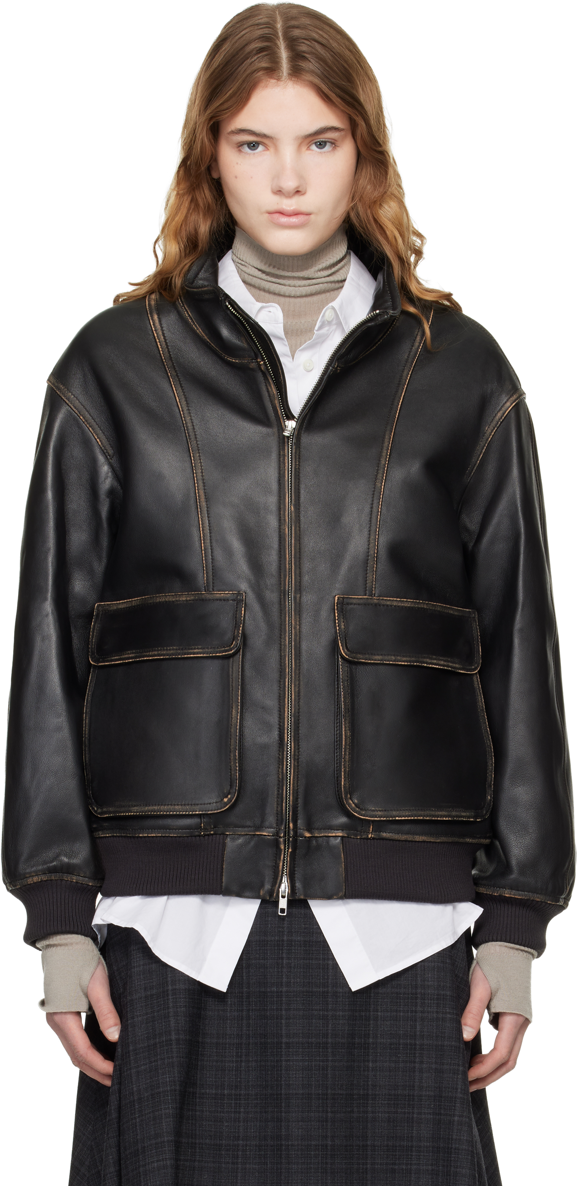 Dunst - Black Lily Faux-Leather Half Jacket