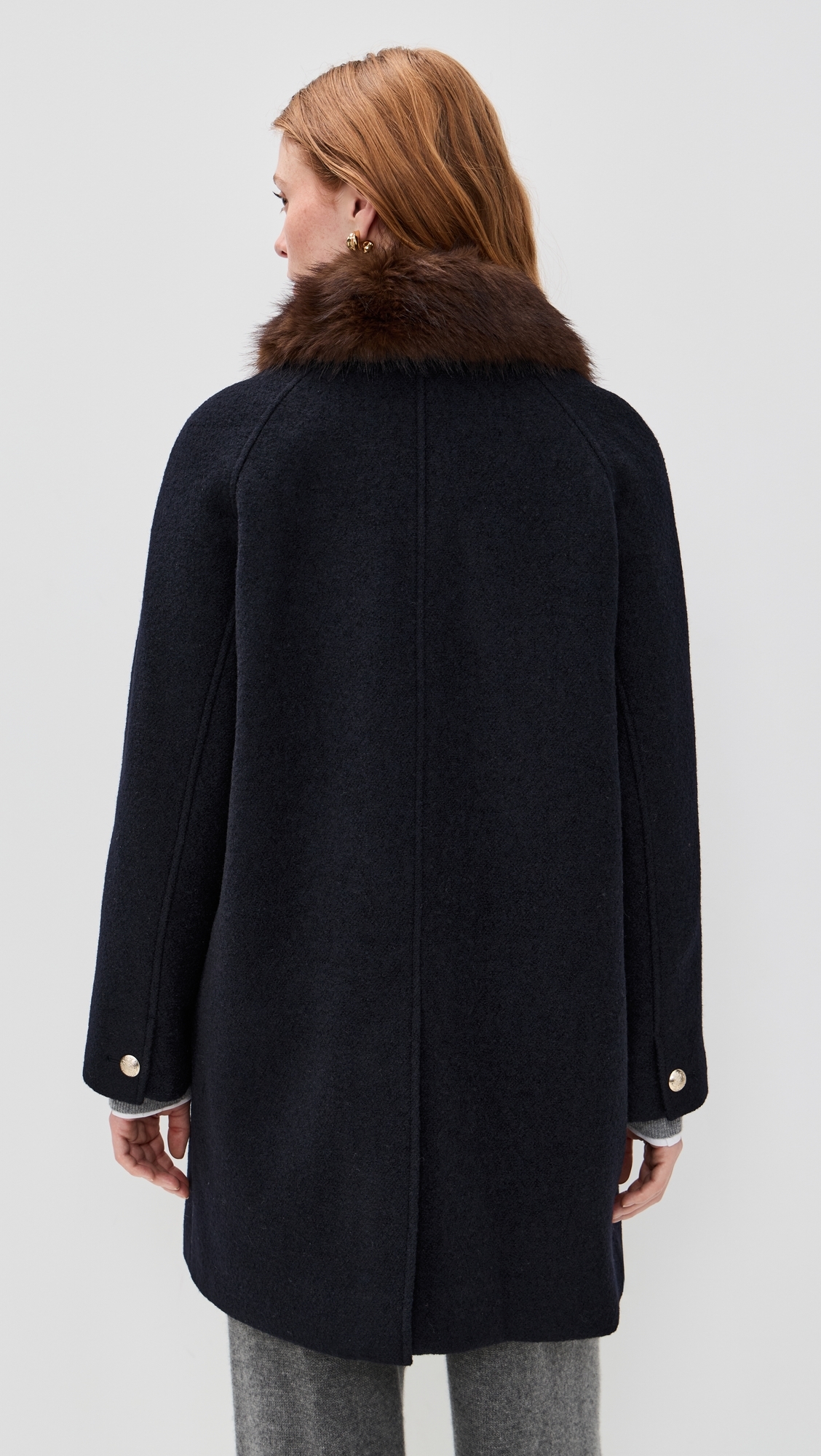 DUNST - Boucle Wool Half Coat Dark Navy