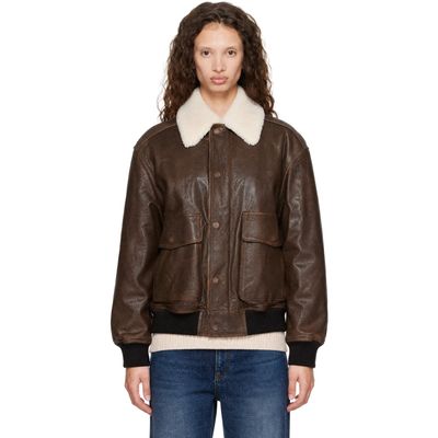 Dunst Dunst Brown Detachable A-2 Blouson Leather Jacket