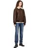 Dunst Dunst Brown Detachable A-2 Blouson Leather Jacket - 4