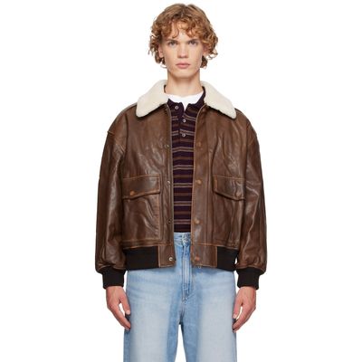 Dunst Dunst Brown Detachable A-2 Leather Jacket