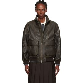Dunst Dunst Brown Stand Collared Leather Jacket