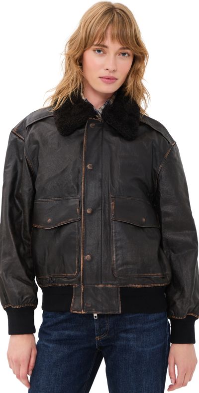 DUNST DUNST Detachable A-2 Leather Jacket Brushed Black