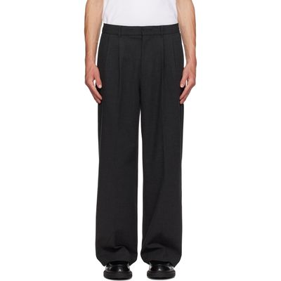 Dunst Dunst Gray Double Pleated Wide Slack Trousers