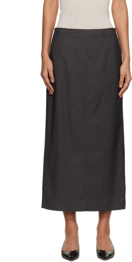 Dunst Dunst Gray H-Line Striped Maxi Skirt
