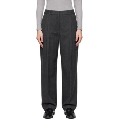 Dunst Dunst Gray Pleated Semi-Wide Trousers