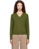 Dunst Dunst Green Cashmere V-Neck Sweater - 1
