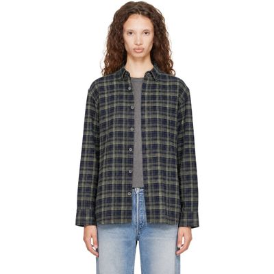 Dunst Dunst Navy Checked Flannel BD Shirt