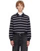 Dunst Dunst Navy Stripe Collared Polo - 1