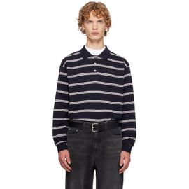 Dunst Dunst Navy Stripe Collared Polo