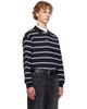 Dunst Dunst Navy Stripe Collared Polo - 2