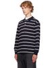 Dunst Dunst Navy Stripe Collared Polo - 4