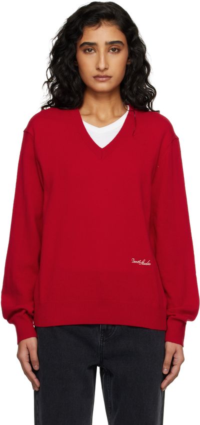 Dunst Dunst Red Soft V-Neck Sweater